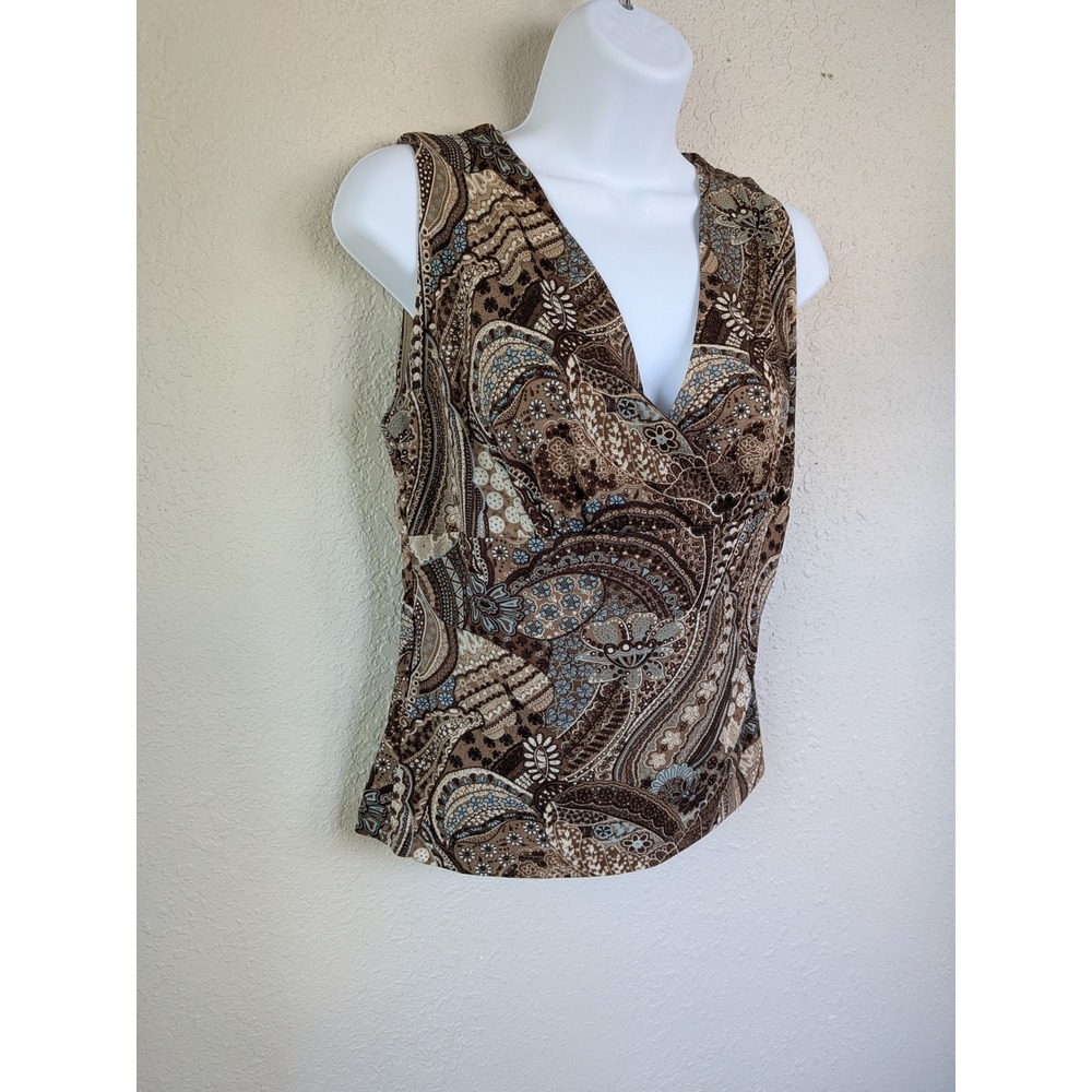 Y2K George Paisley Print Tank Top Sleeveless V-Neck Medium Whimsigoth - Picture 7 of 8
